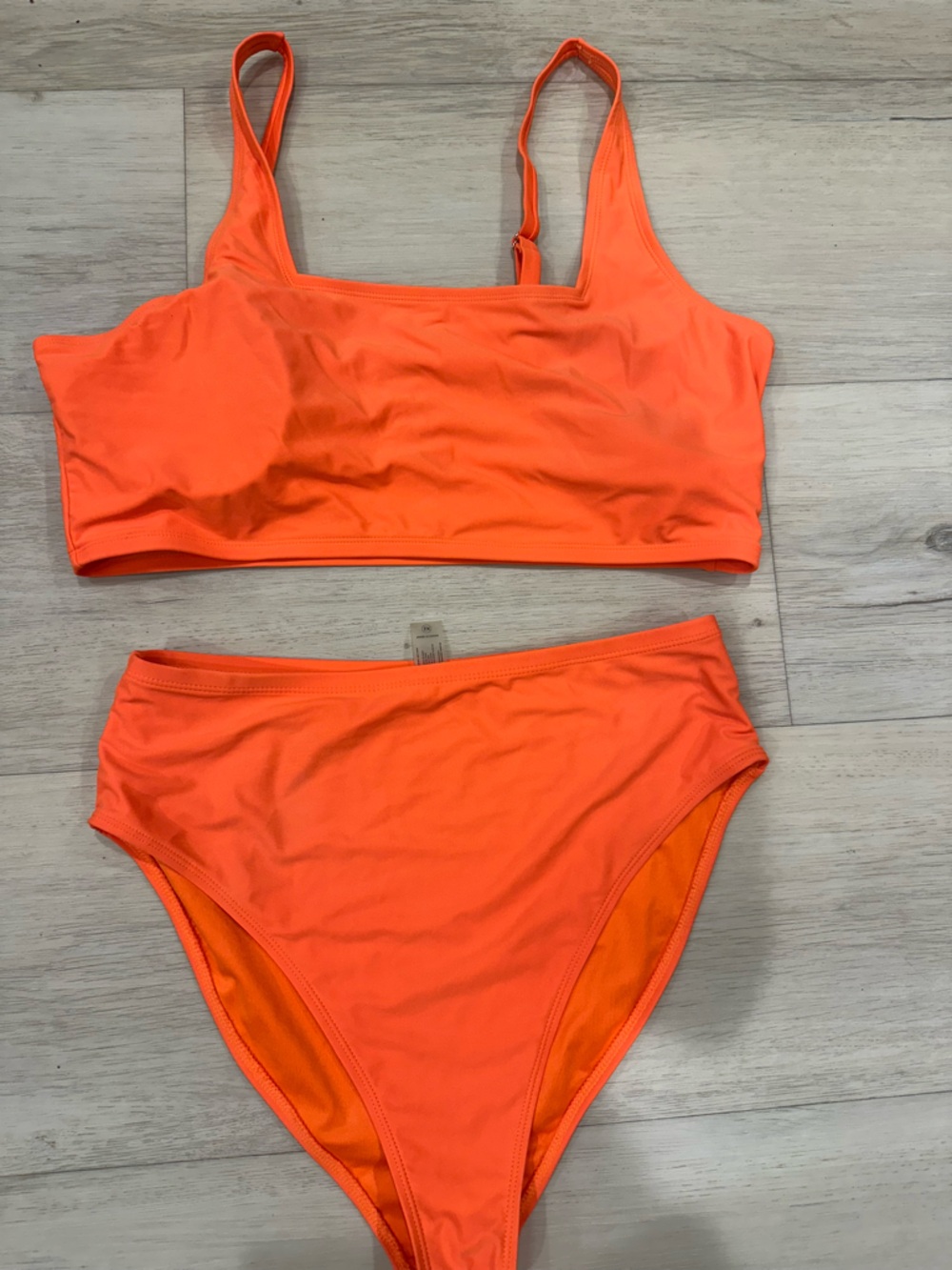 Fashion Nova Bright Orange High-Waist Bikini Set